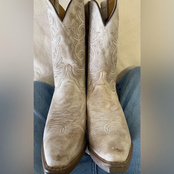 Sterling River Boots Chic Tan Crème Coated Western Style Casual Cowboy Boots W12 - Picture 12 of 14